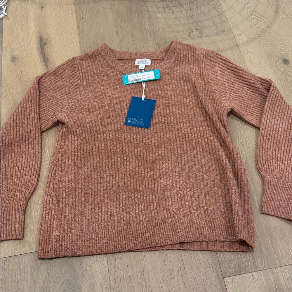 Market & Spruce Ribbed Knit Top in Warm Brown
